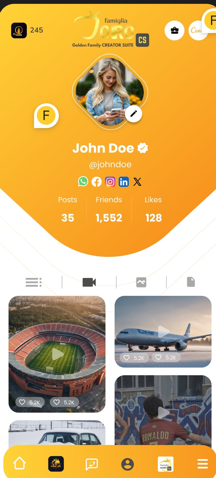 Famiglia D'Oro Creator Suite — empowering creators everywhere